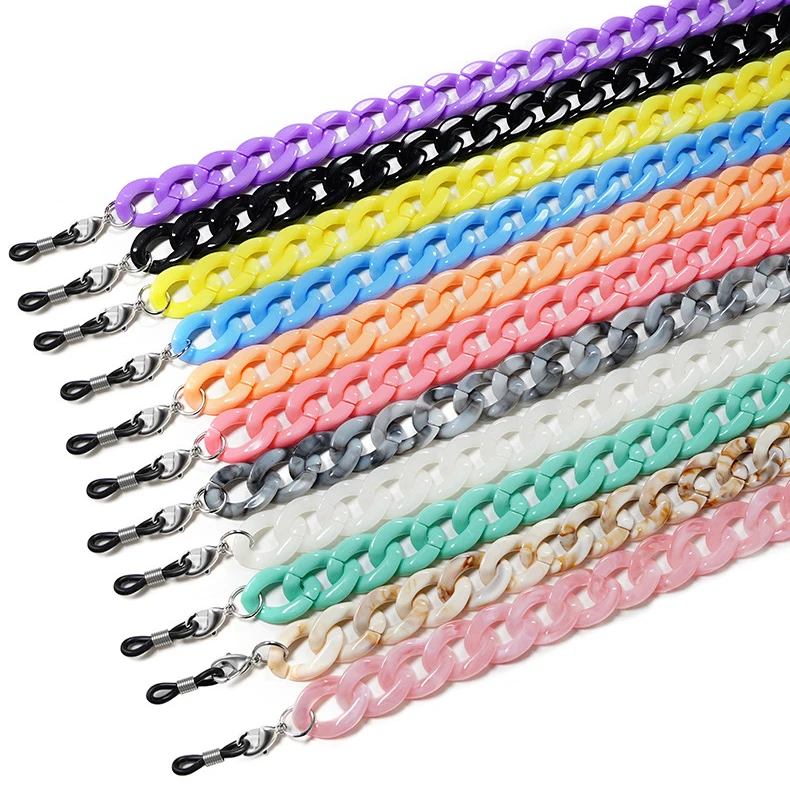Chinber 2021 Multi Candy Color Women Acrylic Sunglasses Chains Necklace for Facemask Holder