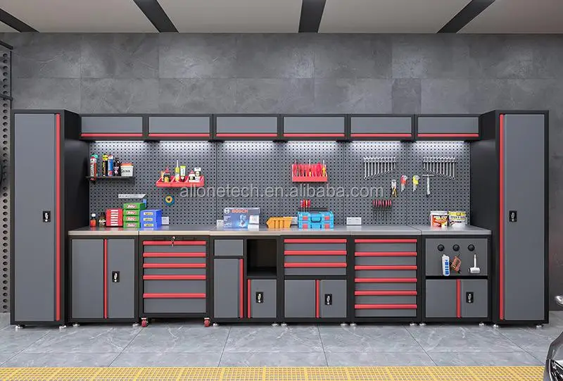 Modular Mechanics Workbench Multi-Functional Tool Cabinet Movable Features Factory Garage Workshop Home Storage Powder Coating