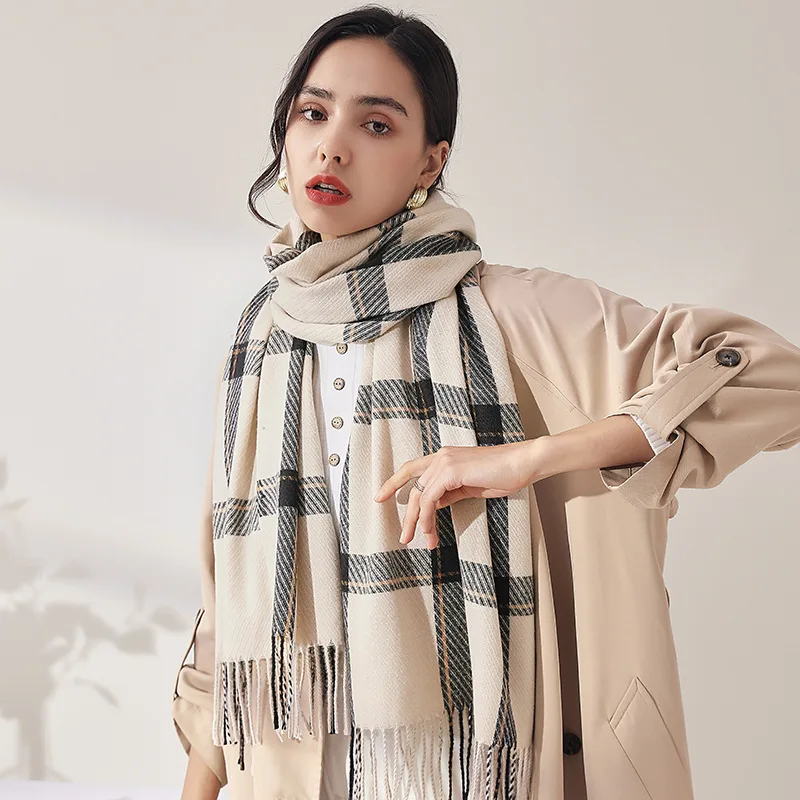 Scarf women winter Japan Korea sweet warm scarf shawl 2022 cashmere scarf wholesale plaid