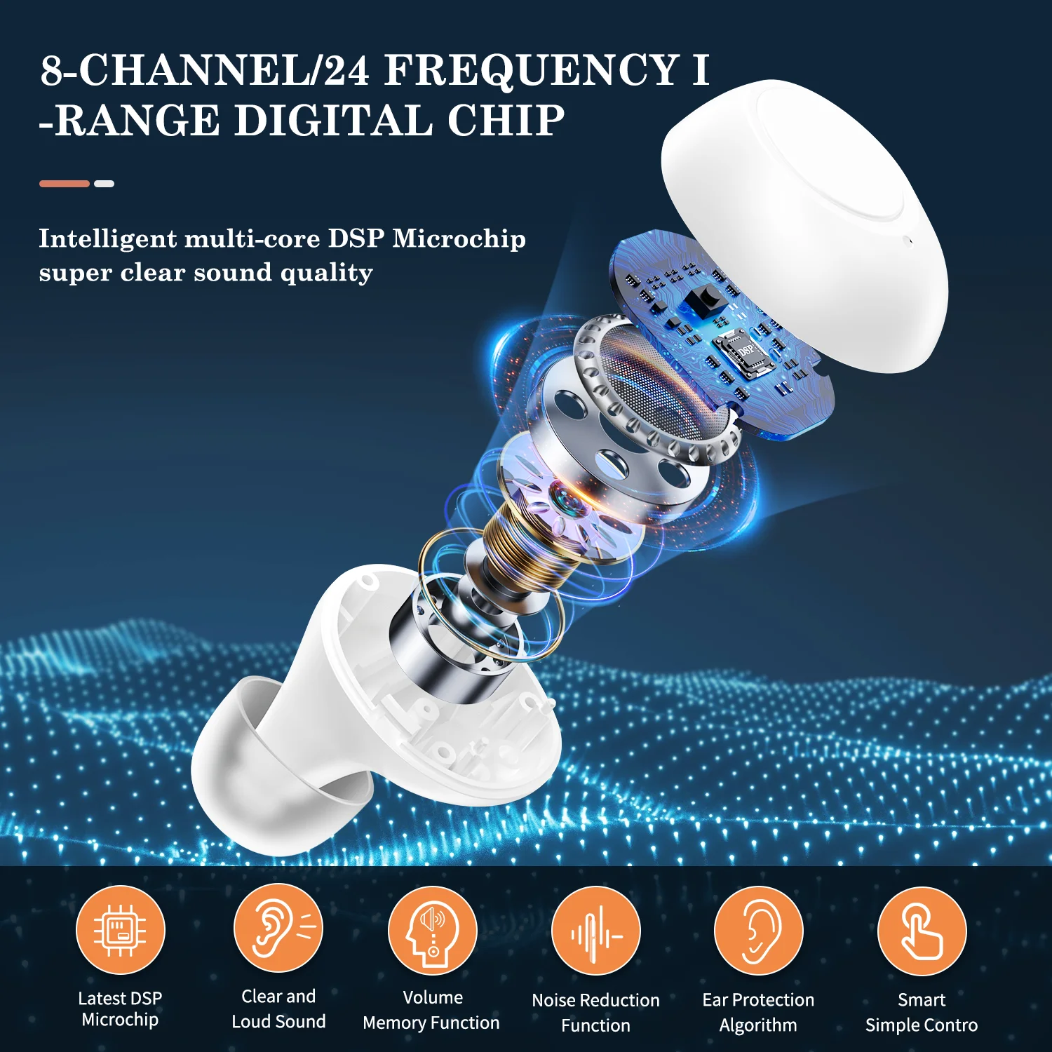 New Product Comfortable Hearing Aids with Touch Control Digital Rechargeable Hearing Aid for Hearing Loss