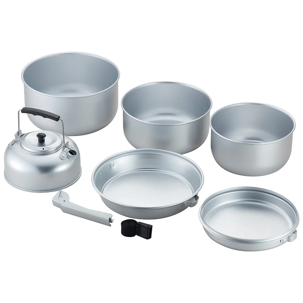 lightweight portable outdoor 8 pcs aluminum camping cook set frying pan cooking pot