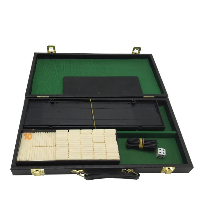 Черный чехол из искусственной кожи игровой набор Rummy в комплект входит держатель игра-головоломка настольная игра mahjong