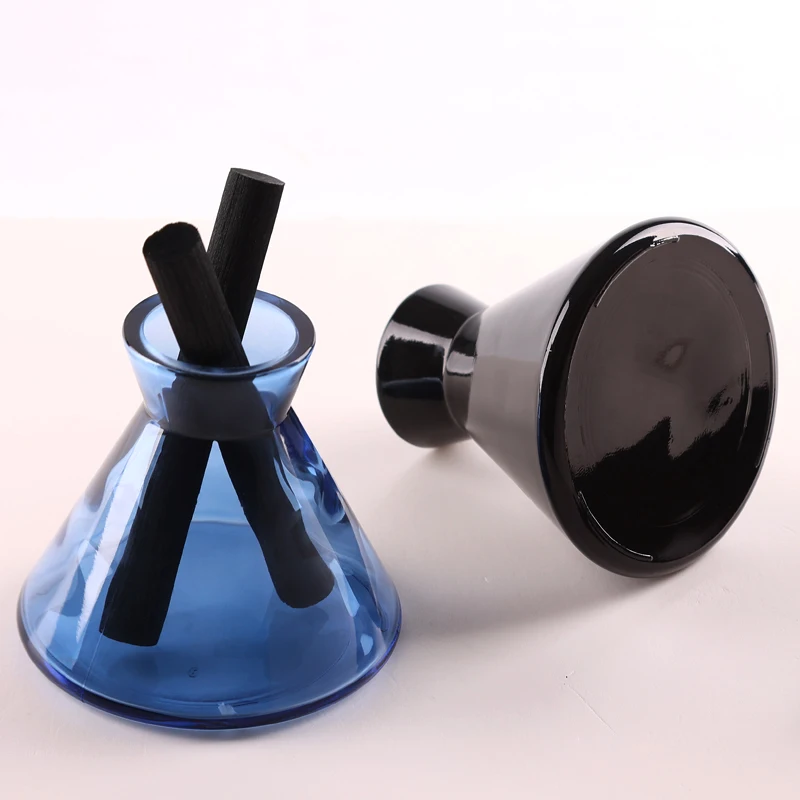 Creative Blue Black Amber 200ml Fragrance Aromatherapy Jar Scent Diffuser Container Empty Clear Glass Reed Diffuser Bottles
