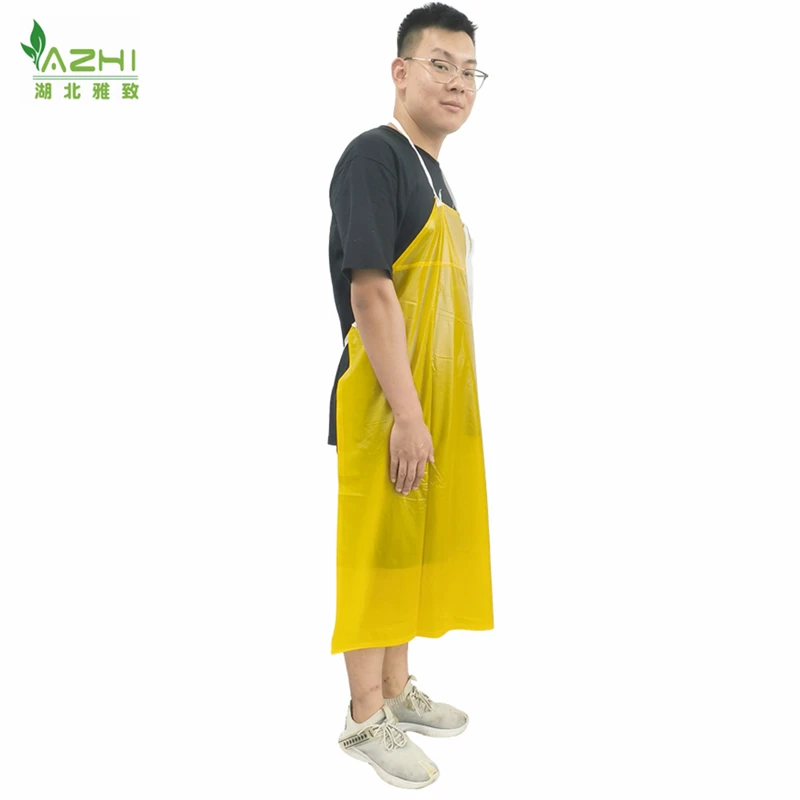 PVC bulk production disposable non woven yellow apron industrial butcher durable waterproof PE plastic apron