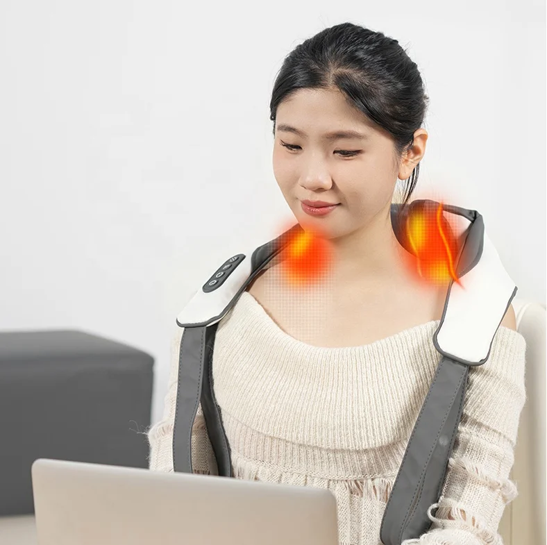 Hot Sale Wholesale Wireless 8d Smart Trapezius Deep Kneading Shiatsu Heating Therapy Neck & Shoulder Massager