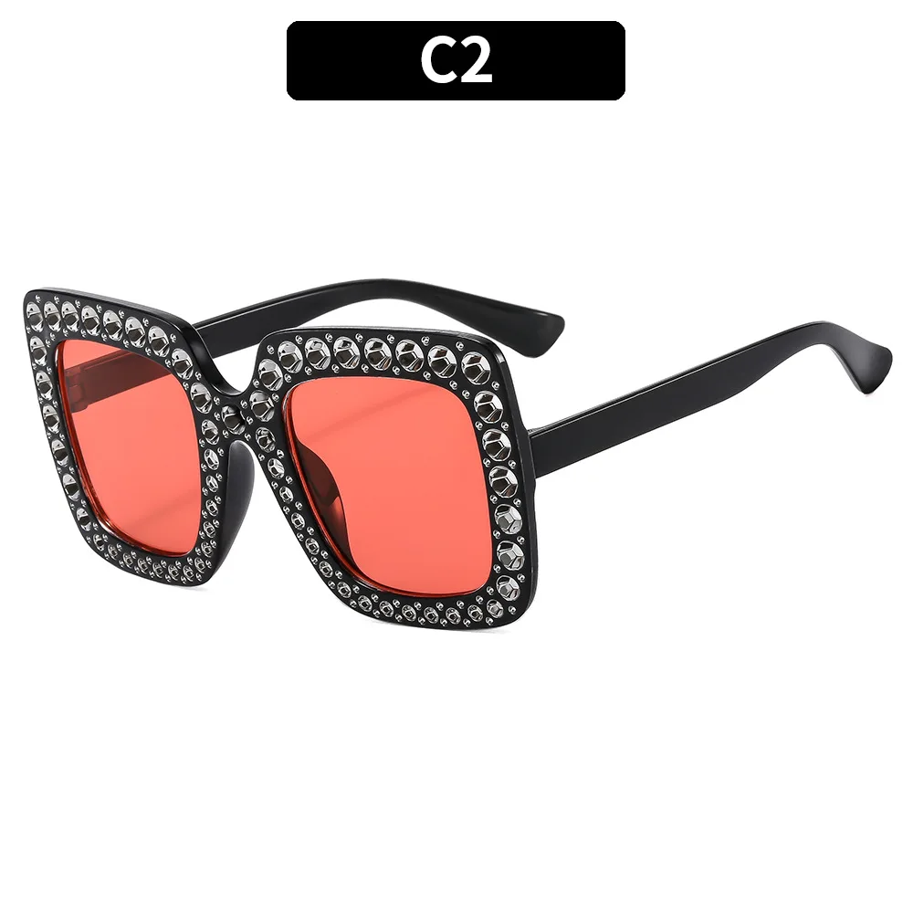 Custom Logo 2024 Fashion Trendy Many Colors Diamond Sun Shades Vintage Frame Square Diamond Polarized Sun Glasses Party Glasses