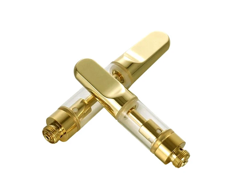 Gold CBD Vape Cartridge Ceramic Coil Cartridge TH205 0.5ML 1.0ML Glass Tank 510 Thread Empty Atomizer