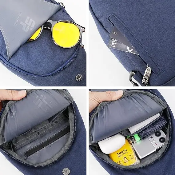 Burglarproof zipper Large Multi Pockets Athletic Travel Sling Bag Crossbody For Men and Women