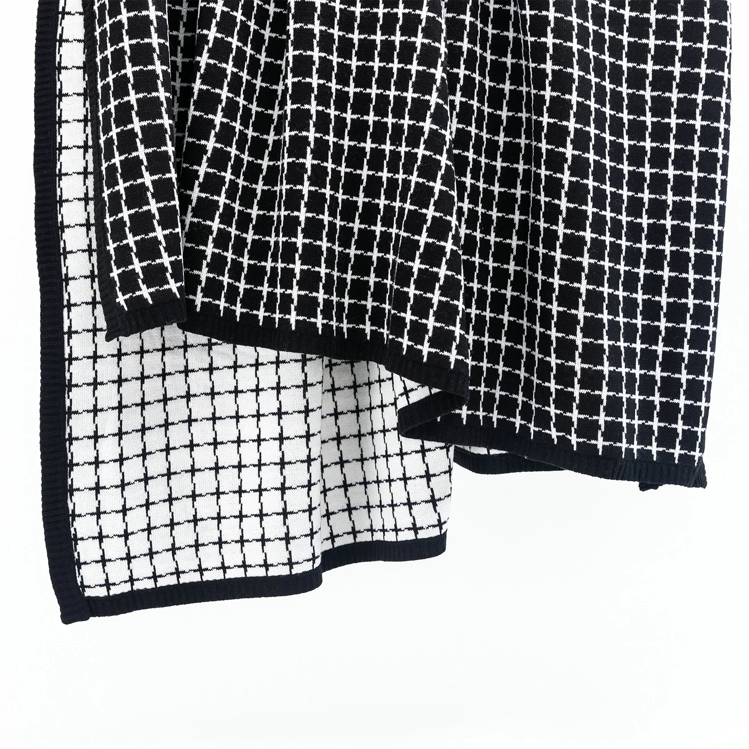 Custom Camping Sofa Couch Living Room Bedspread Grids Plaid Nap Reversible Geometric Checks Knitted Hemming Throw Cover Blanket