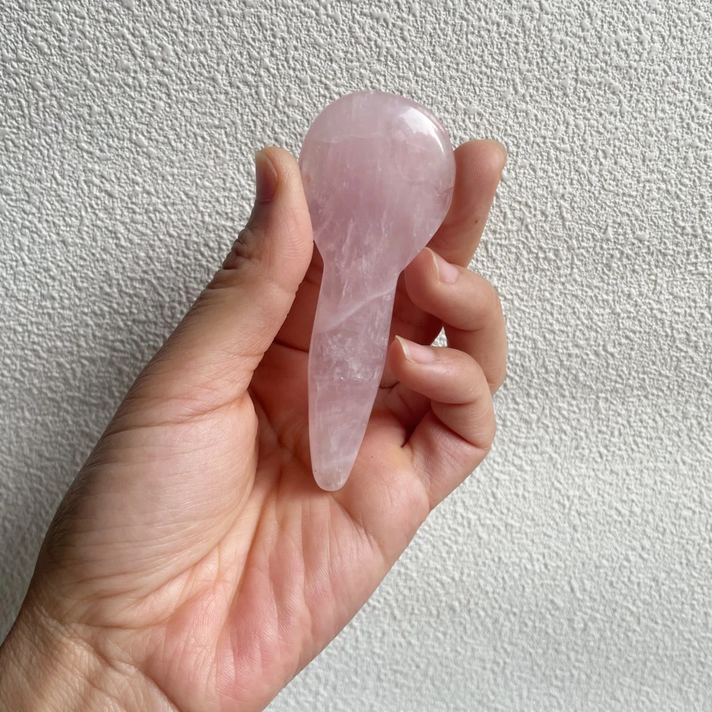 Facial Reflexology Tool Rose Quartz Gua Sha Spoon Acupressure Massager Jade Crystal Gush Spoon Shape Stick for Eye