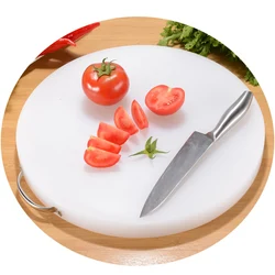 Food grade PE white round plastic cutting board cut meat chop bone board customized
