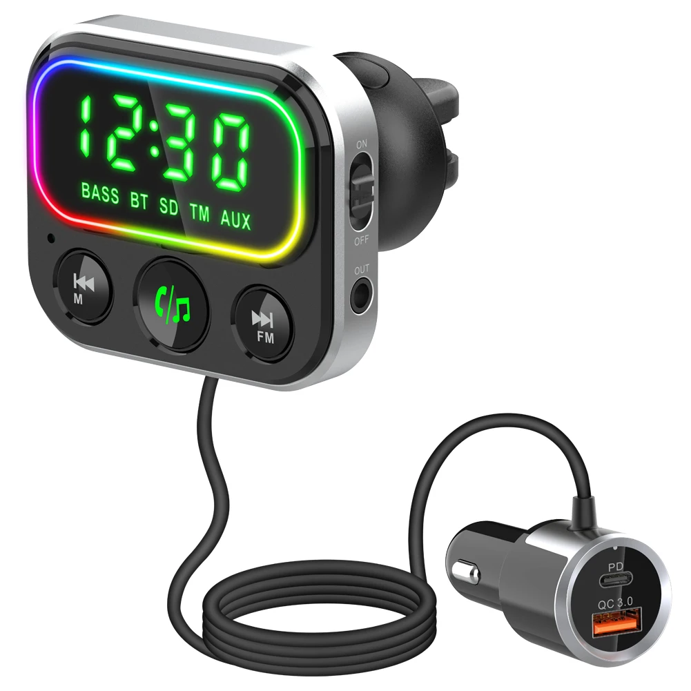 High Quality auto electronics Voltage Detection Voice Assistant Bluetooth FM Transmitter Wireless Car MP3 Player Charger