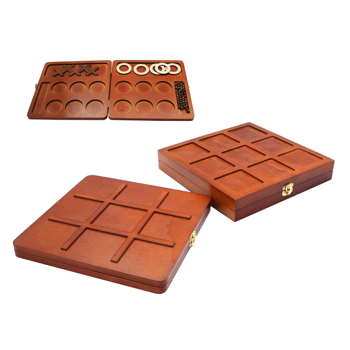 Foldable Educational Toys Travel Set Custom Wooden Board Games XO game Tic Tac Toe Game Set