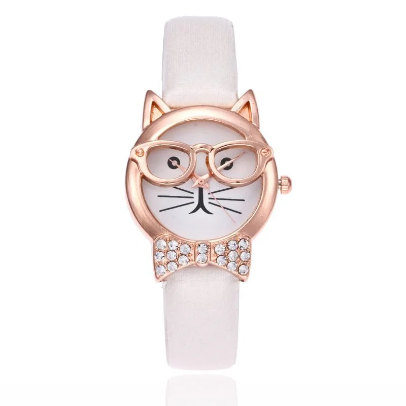 
Premium Quality Glasses Bow Tie Cat Women Luxury Diamond Watches Designer Watch For Women 