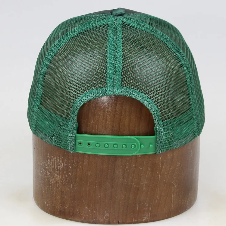 Оптовая продажа сетчатая шляпа-тракер с вышивкой на заказ темно-зеленая атласная шляпа