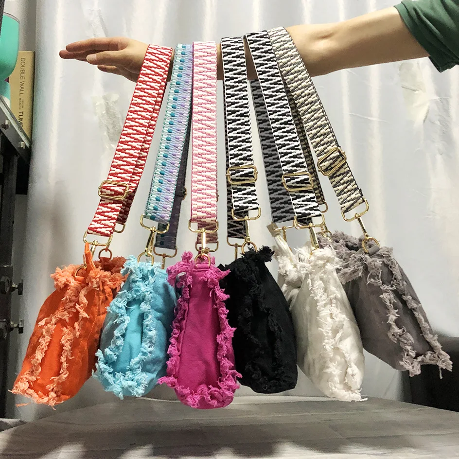 2022 Bohemian Vintage Washed Canvas Crossbody Bag Personalized Women Canvas Beach Bag Embroidered Strap Shoulder Bag