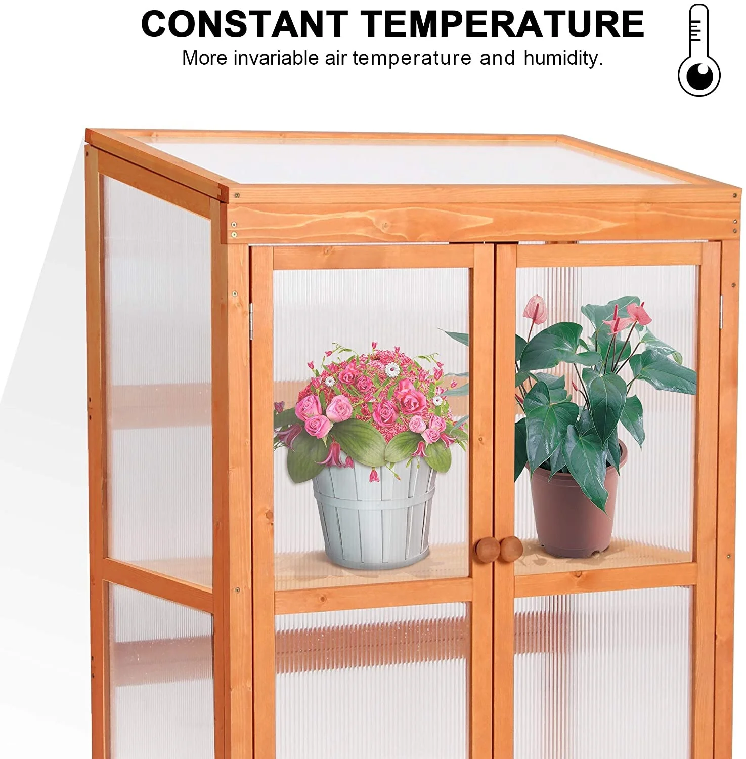 Jaalex легко собраны на открытом воздухе деревянная 3 уровня Мини Портативный поднятая кровать сада теплица с полками