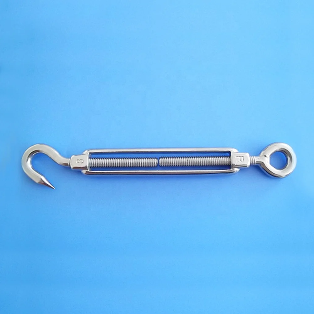 High Polished Stainless Steel AISI304/316 Wire Rope Turnbuckle European Type Frame Turnbuckle with Hook and Eye