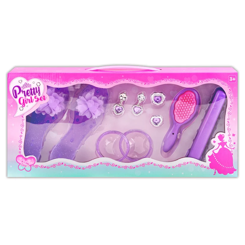Pretend Play Set Makeup Toy Fashion Girls Plastic Shoes Comb Kids Princess Eardrop Jewelry Accessory Dress Up Beauty Toys