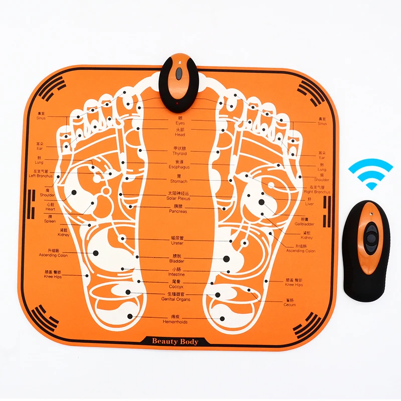 electrical foot massager with detachable control unit and soft solid foot mat cushion