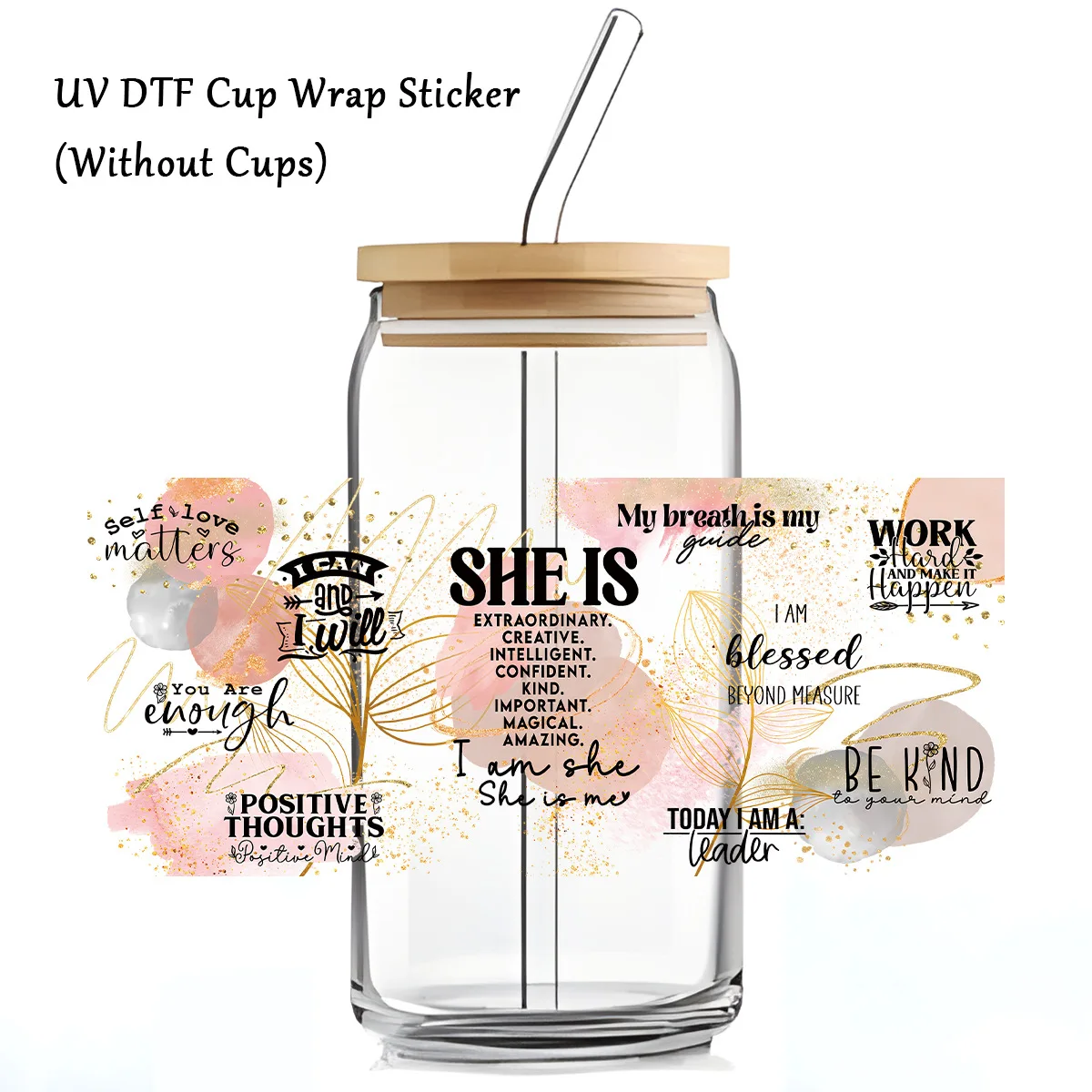 Guangdong Supplier Custom Sizes	Fast Production Cheap Seasonal UV DTF Cup Wrap For 16OZ Custom  UV DTF Cup Wraps