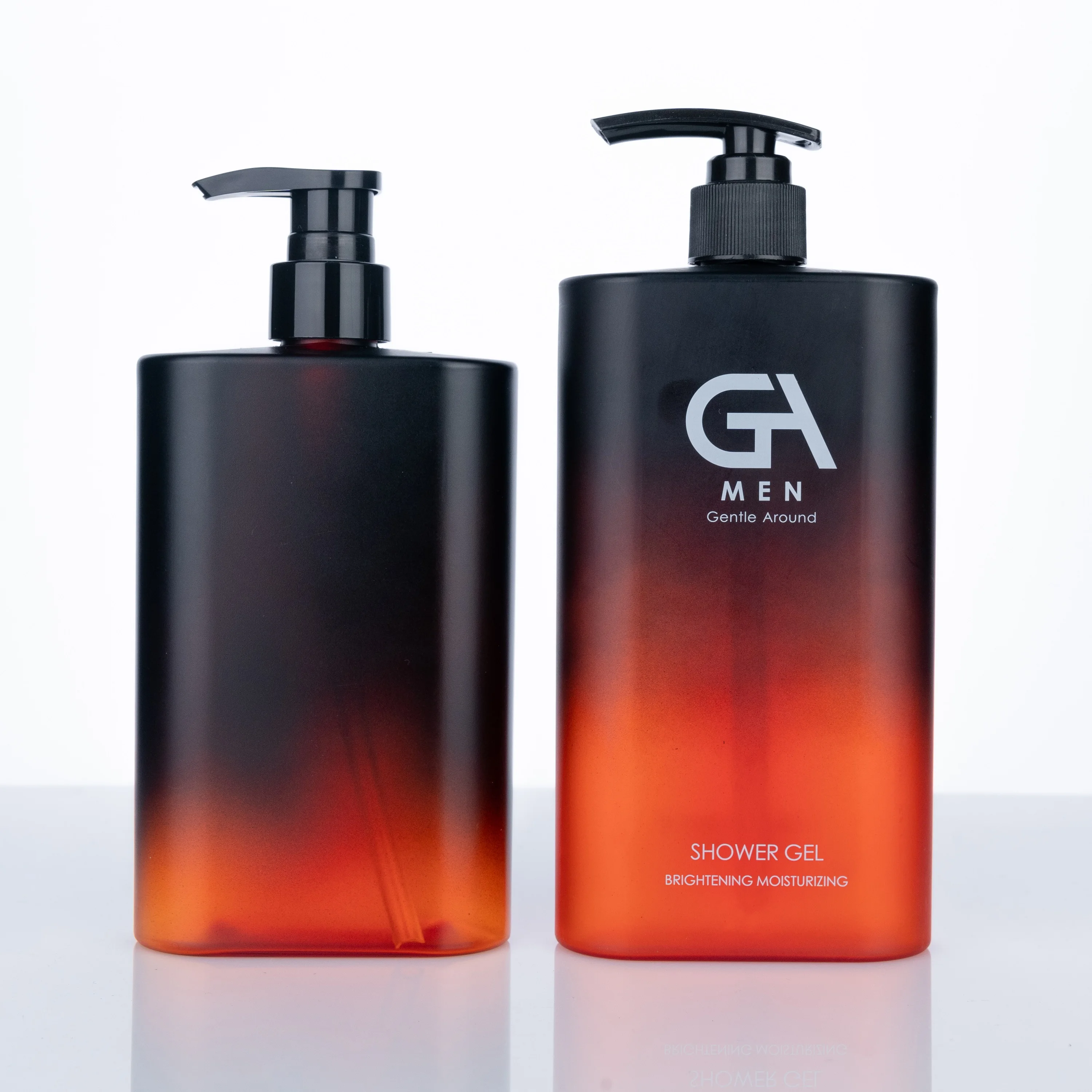 340ml 400ml Oval shape PETG black Shower Gel Container unique shaped plastic bottles with lotion pumps cosmetics packaging