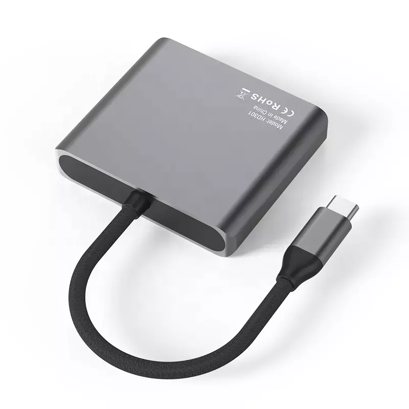 High Quality Aluminum Type C To 4k 60hz HDTV 100W Charging PD Docking Station For15cm Cable length 3 In 1 USB 3.0 HUB For Laptop