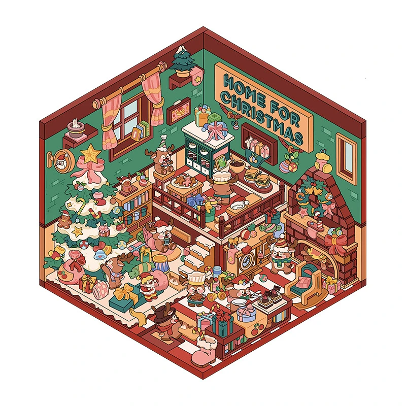Make Your Own Mini Room Scenes Cute Cartoon Halloween Christmas Scene Sticker