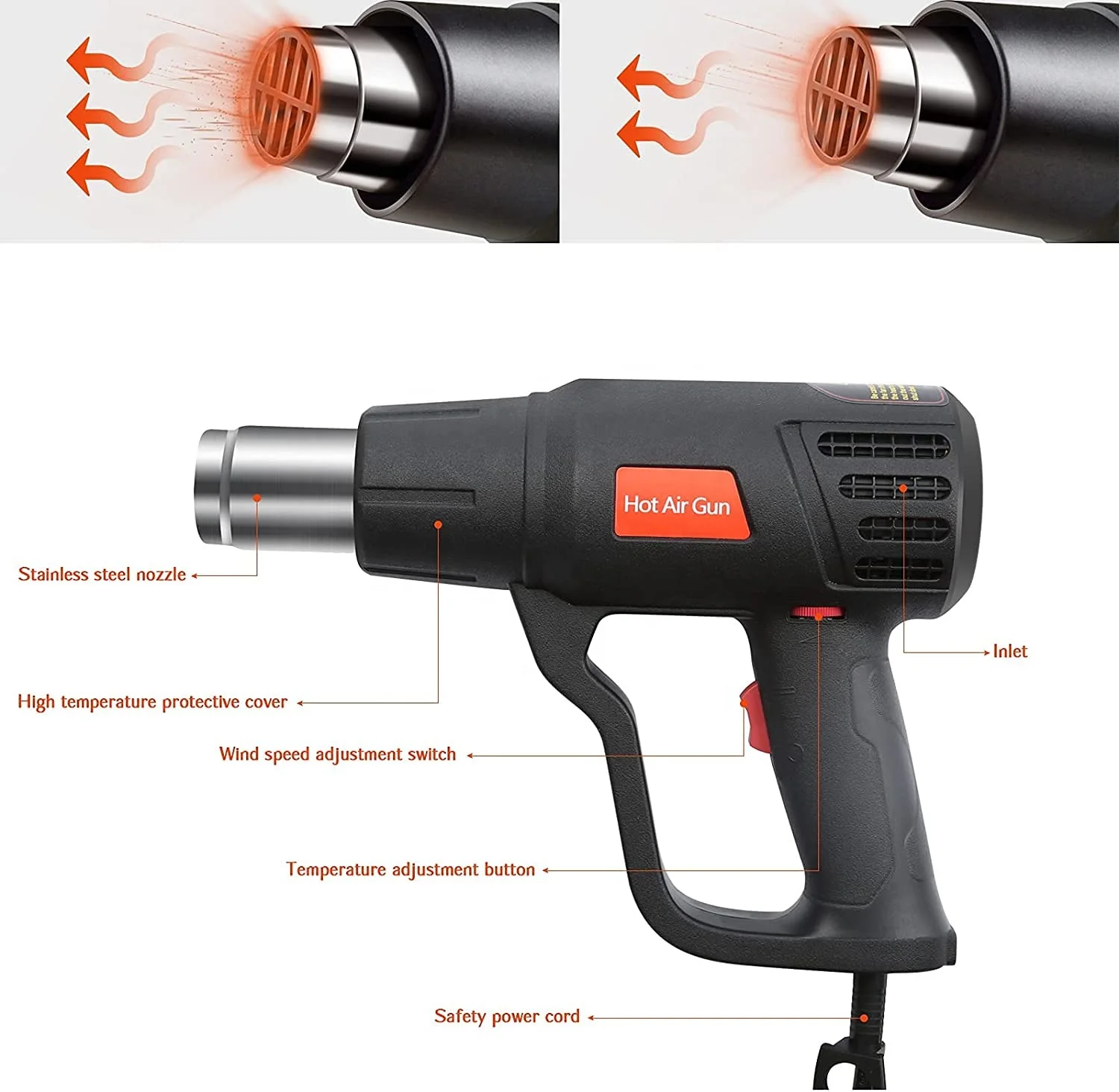 qili QR-85A2 Professional Hot Air Tubing Sharpener Electric Drill with Heat Gun Nozzles Charger & Sickle Household Tool