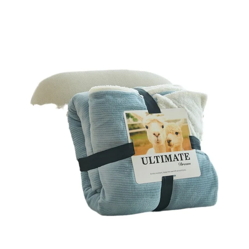 Оптовая продажа супер мягкое роскошное Двухслойное синее плюшевое одеяло фланелевое для зимы