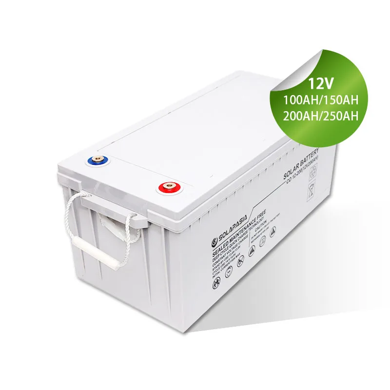 Solarasia 12V 250Ah Solar GEL UPS Energy Storage System Lead Acid AGM Deep Cycle Solar Battery 12V options 150Ah 200Ah options