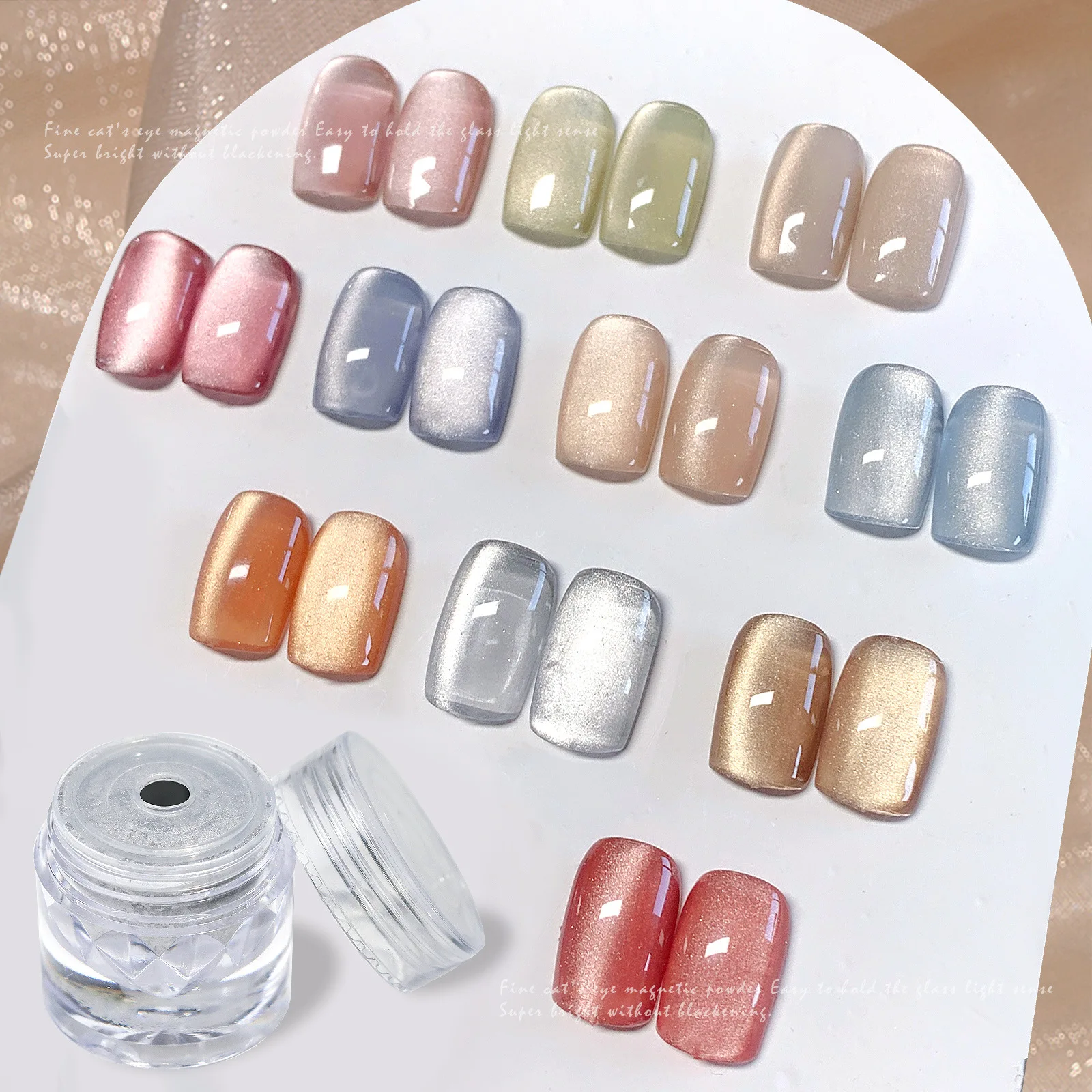 Good Porcelain White Cat Eye Mirror Powder Long Lasting Nail Art Wholesale Acrylic Glitter Chameleon Pigment Holographic Powder