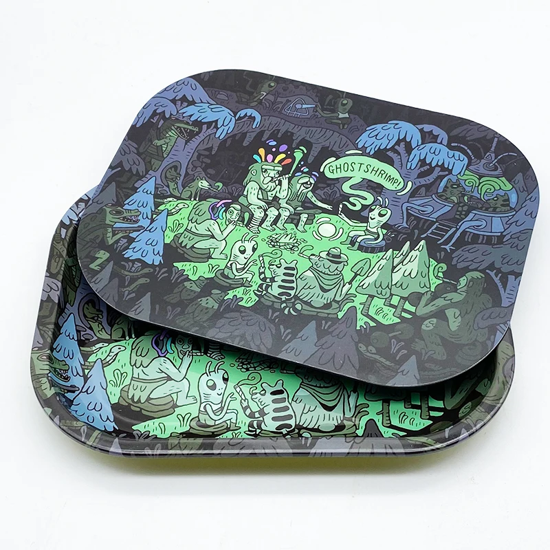 Пользовательский дизайн 420 металлический мультфильм прокатки лоток с магнитной крышкой кабельный барабан