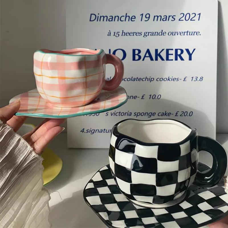Nordic Style Ceramics Stoneware Cups Handmade Coffee Mugs Customized Clay Tea Cup And Saucer
