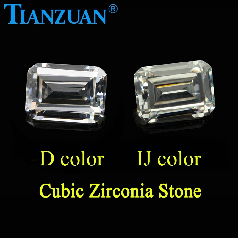 IJ yellowish white color octagon shape emerald cut Cubic Zirconia simlar the real diamond   CZ stone