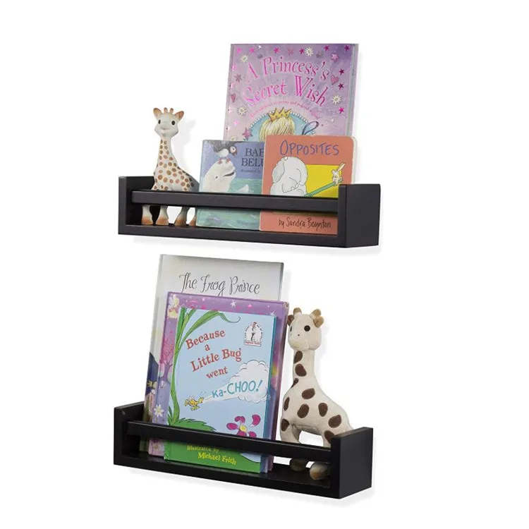 Children bedroom storage fairy storybook small floating wall shelf black