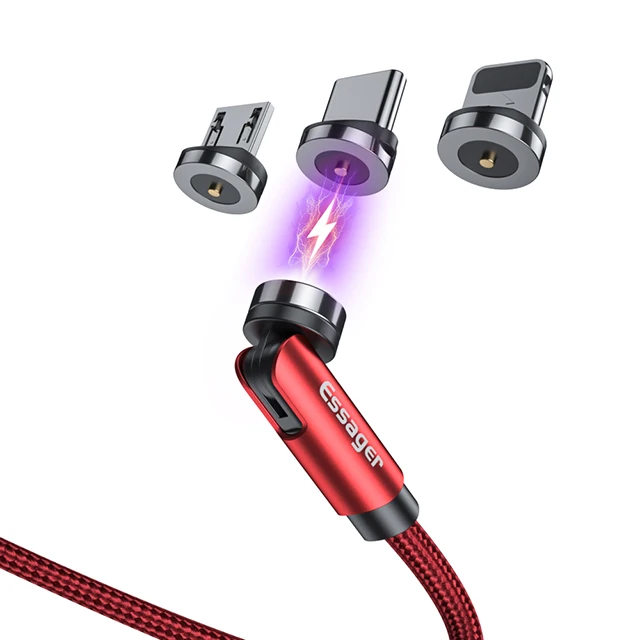 Essager Cheapest Magnetic Data Cable 3 in 1 Micro Type C Light ing  cable cargador magnetico