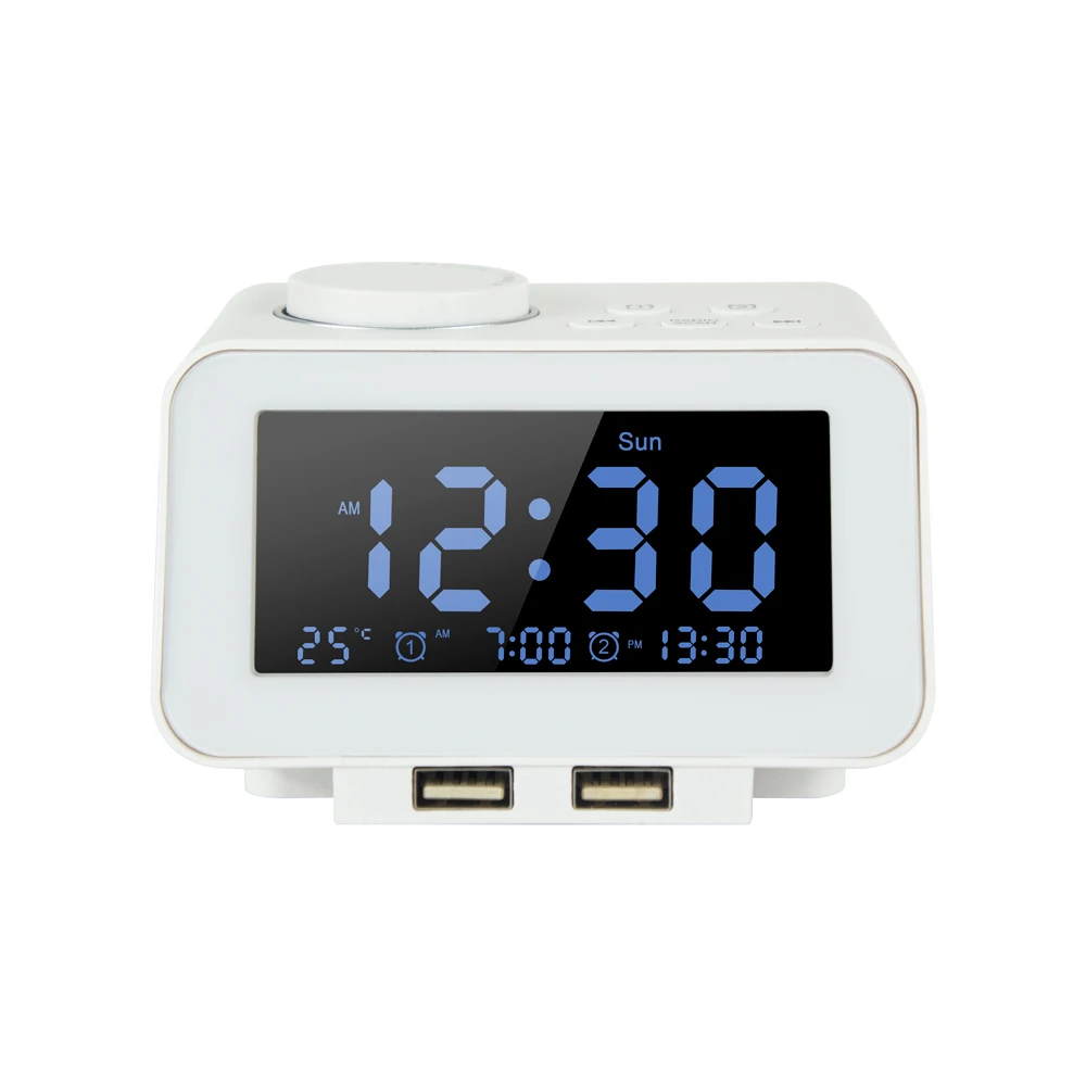 2023 Knob FM Radio Digital LED Alarm Clock USB Charging Calendar Desktop Table Clock
