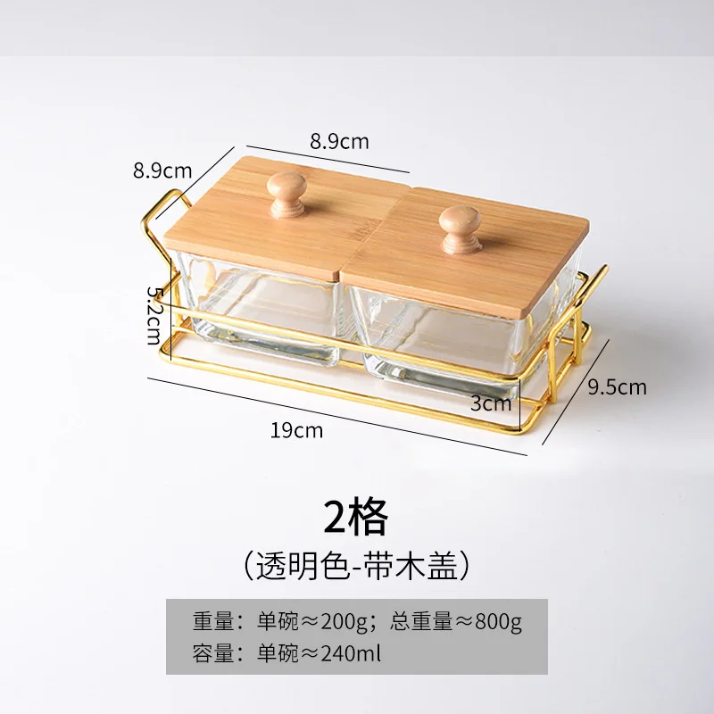Deluxe Glass Plate Dried Fruit Multi Compartment Food Tray Crystal Glass Tray Set Fruit Tray Nut Candy Snack Bowl
