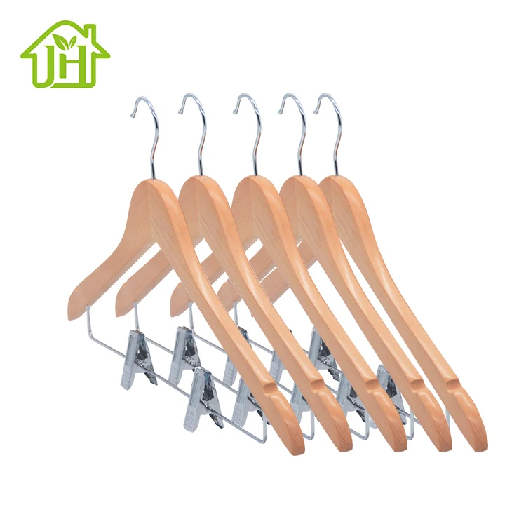 customize kids wooden coat clothes children non slip cardboard wooden hanger with clips wholesale for pants