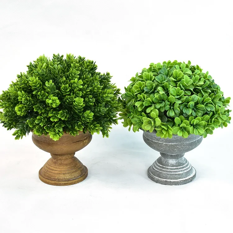 Nearly natural artificial plant  Plastic Fake Green Topiary Grass with brown potted for indoor or outdoor