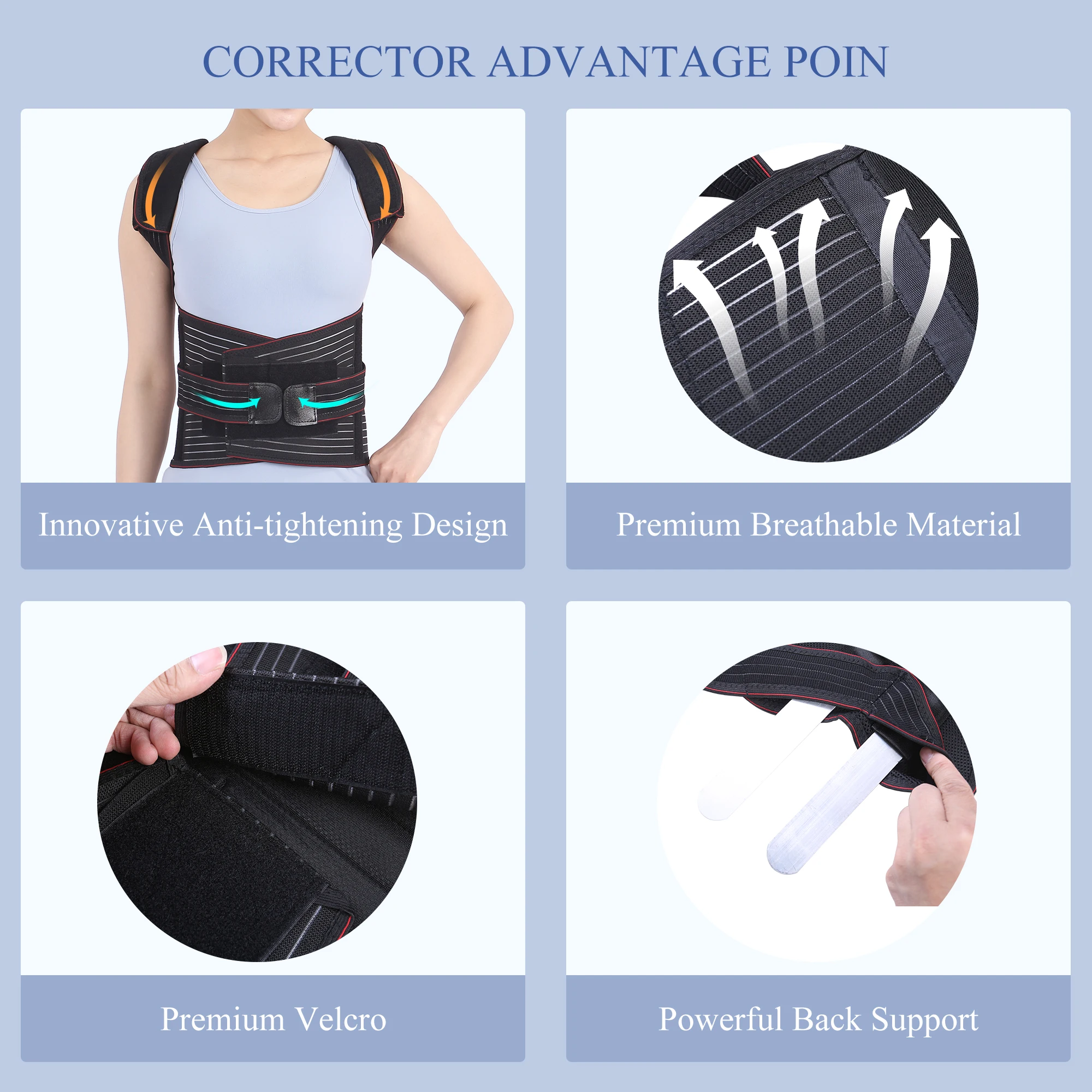 Spinal fixation shoulder neck back posture correction hunchback support back posture correction brace