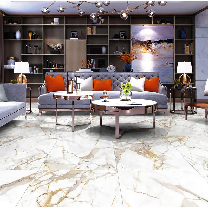 Ultra Thin 5.5mm Calacatta Gold 900x1800 Large Slab Polished Glossy Wall Porcelain Tile Looks Like marble