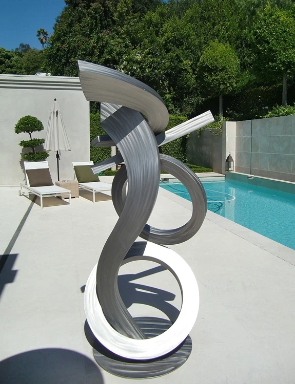 Outdoor garden courtyard contemporary metal art stainless steel  sculpture polished abstract sculpture