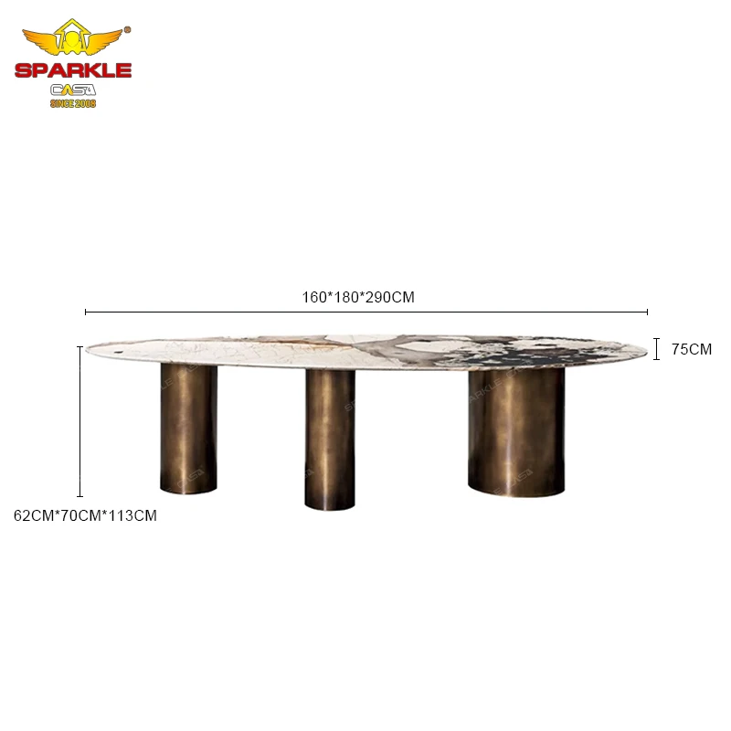 Newest Contemporary Pandora Sintered Stone Marble Dining Table Italian Royal Design for Home Furniture Living Room
