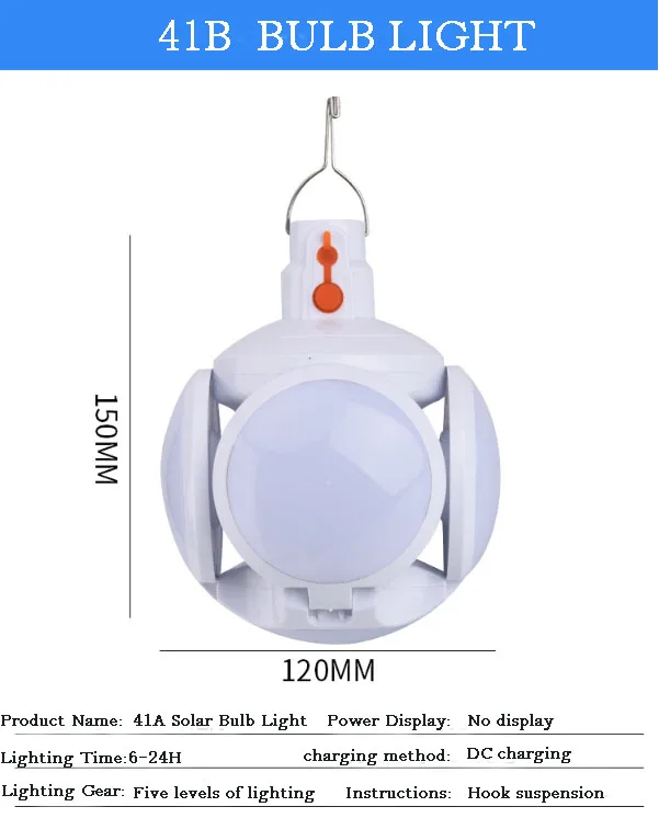 Solar Camping Light With Led Lantern Folding Football Bulbs Rechargeable Light With Cable For Camping Outdoor Office Tent