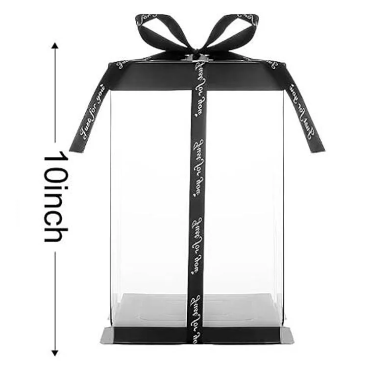 Transparent PET Plastic Rose Bear Flower Rose Teddy Bear Cake Gift Box Square Clear PVC Plastic Gift Boxes