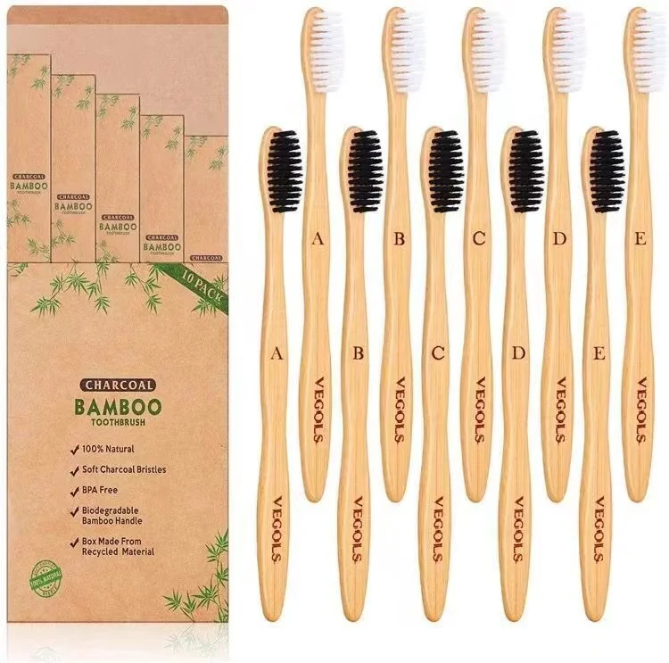 Factory  Custom Logo 100% Eco-Friendly Biodegradable Disposable Toothbrush Bamboo for kids Tooth Brush