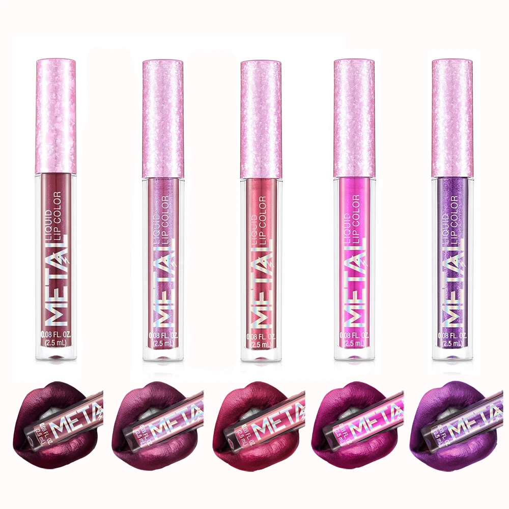 NO LOGO Cosmetics Metal Colors Lip Gloss Waterproof Set Makeup Cosmetics Products Wholesale