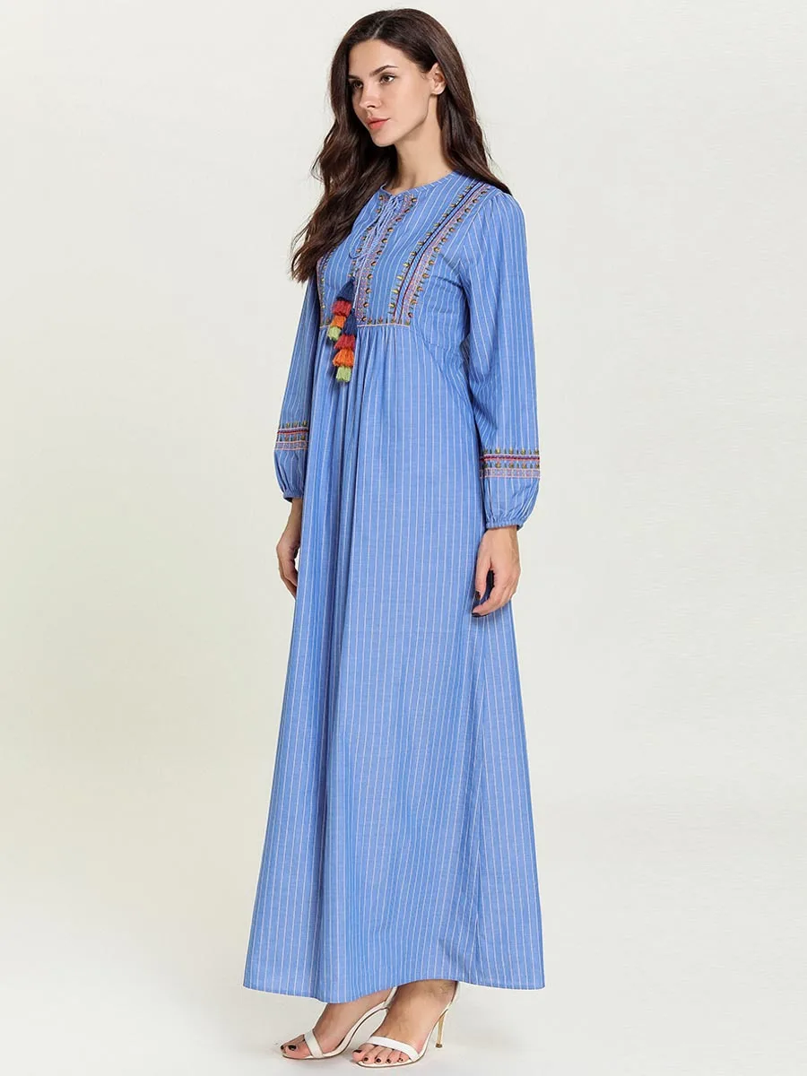 High quality Indonesia clothing plus size muslim casual women umbrella maxi dress